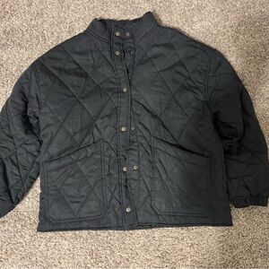 Elegant Black Quilted Bomber Jacket